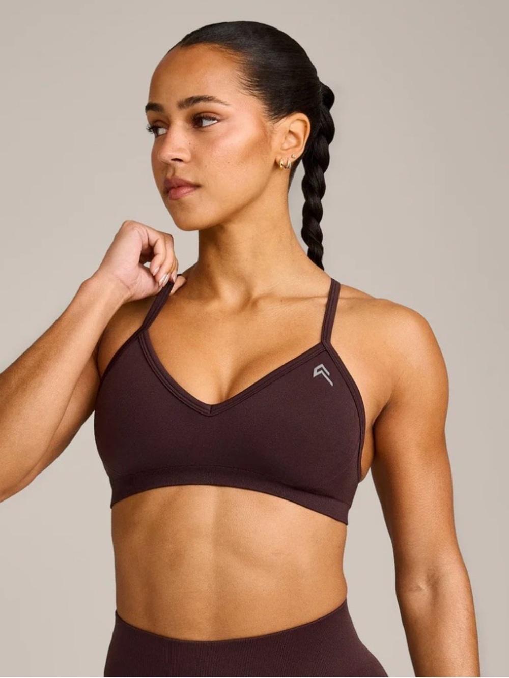 Oner Active ENHANCELIFT™ SEAMLESS STRAPPY SPORTS BRA — Plum Brown